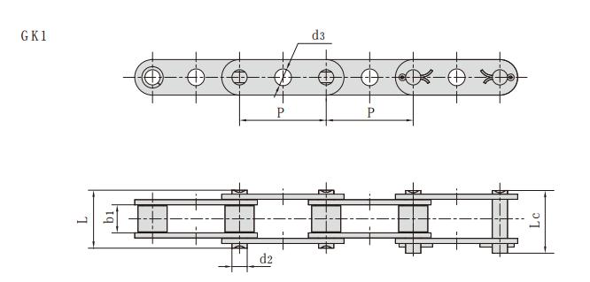 中孔鏈C2050GKF2_雙節(jié)距帶中孔輸送鏈